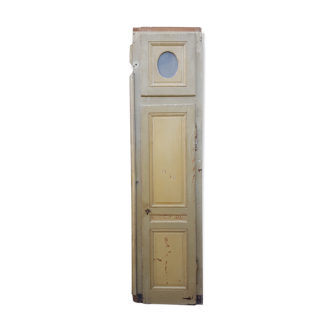 Old moulded woodwork door with 18th /19th round glass
