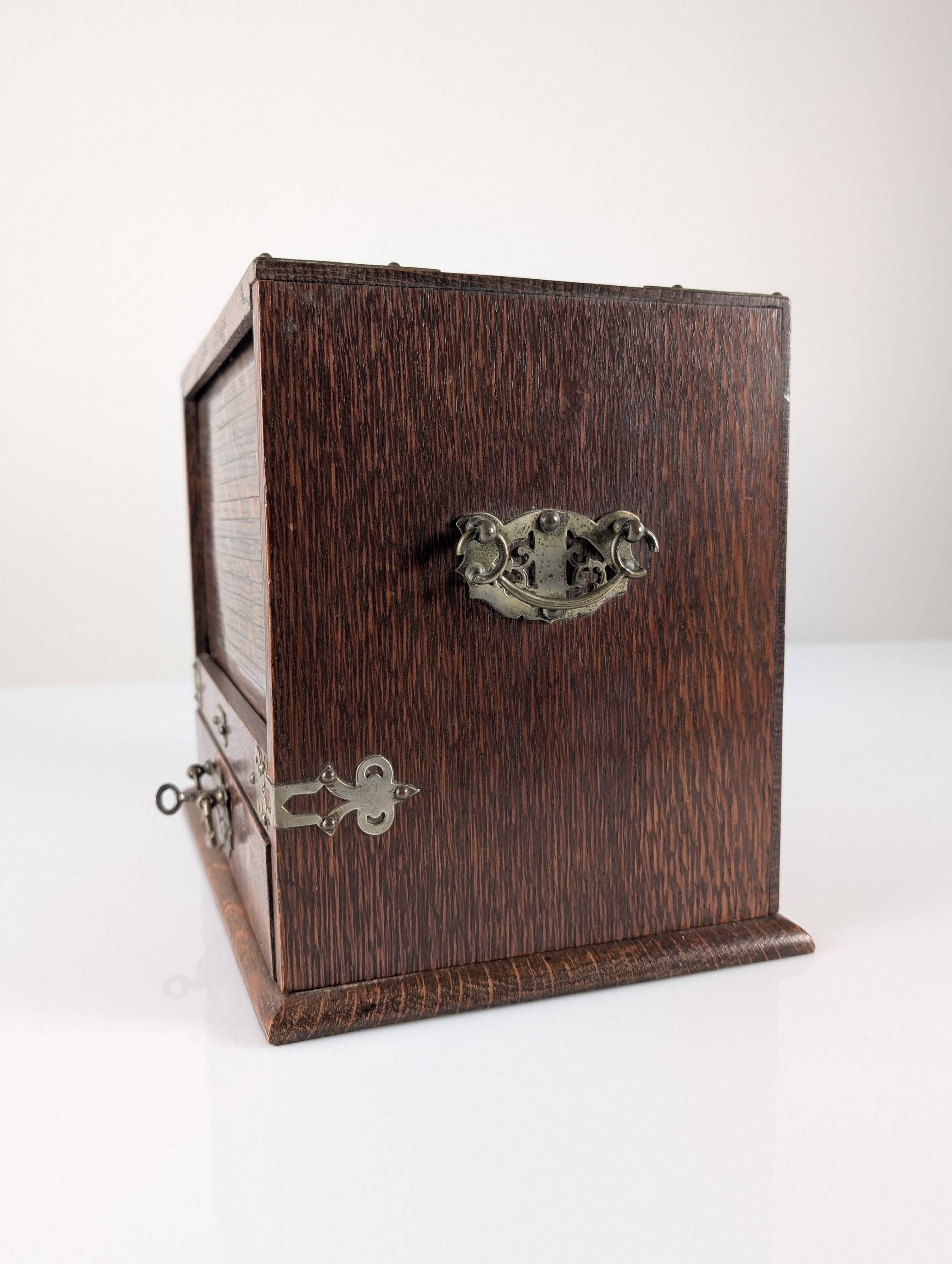Victorian Oak Writing Cabinet with Automatic Tambour, 19th Century