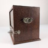 Victorian Oak Writing Cabinet with Automatic Tambour, 19th Century