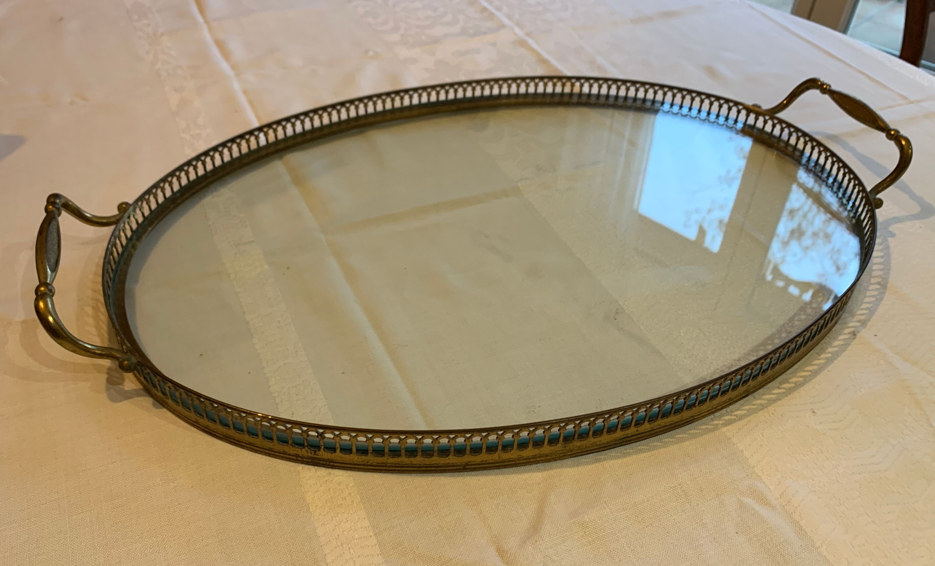 Old brass and glass top
