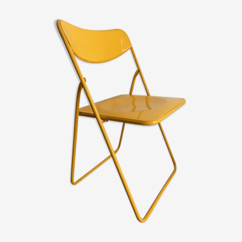 Chaise pliante jaune tedkla pour ikea années 80