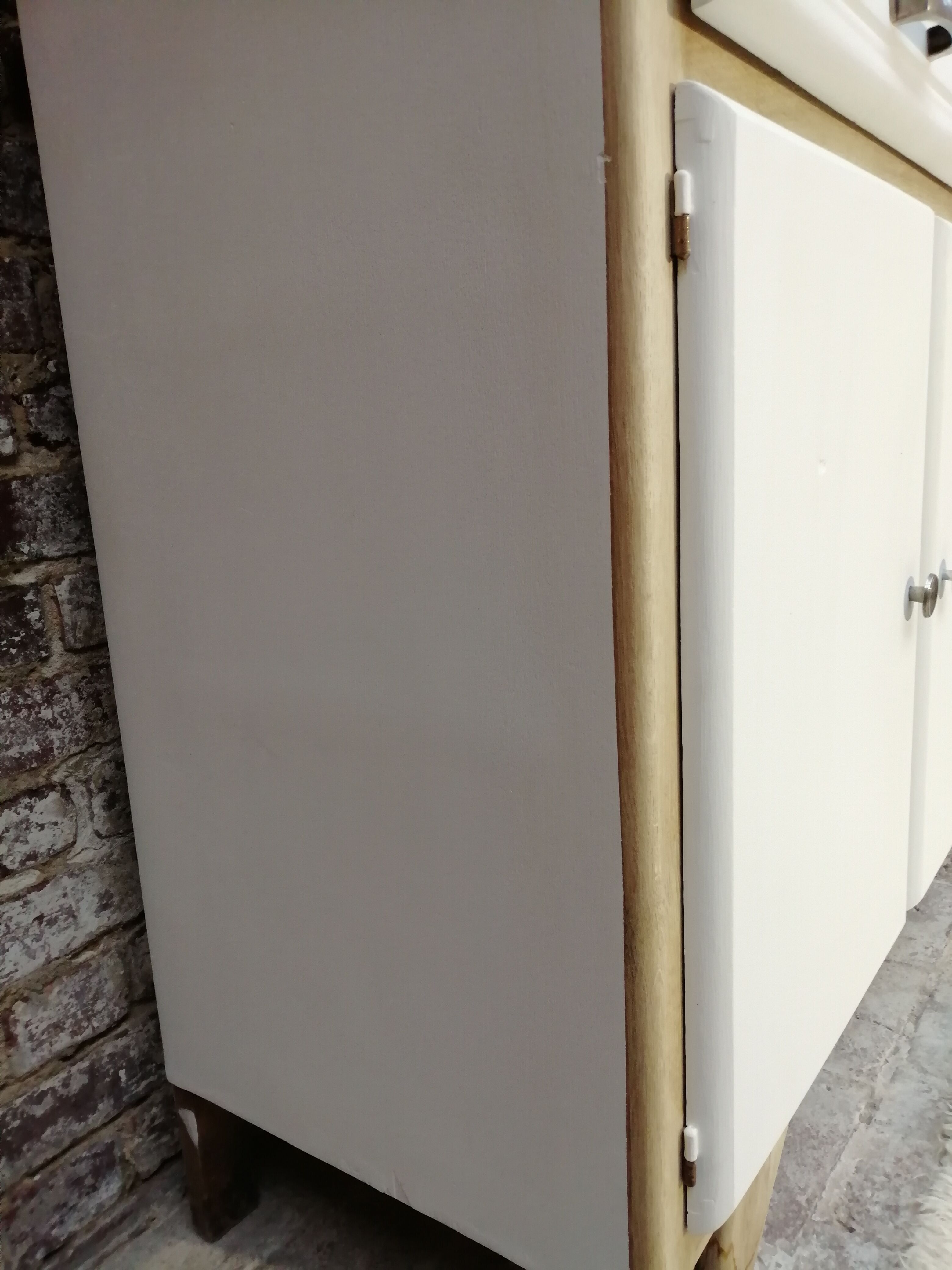 Buffet mado 50s white and brushed oak