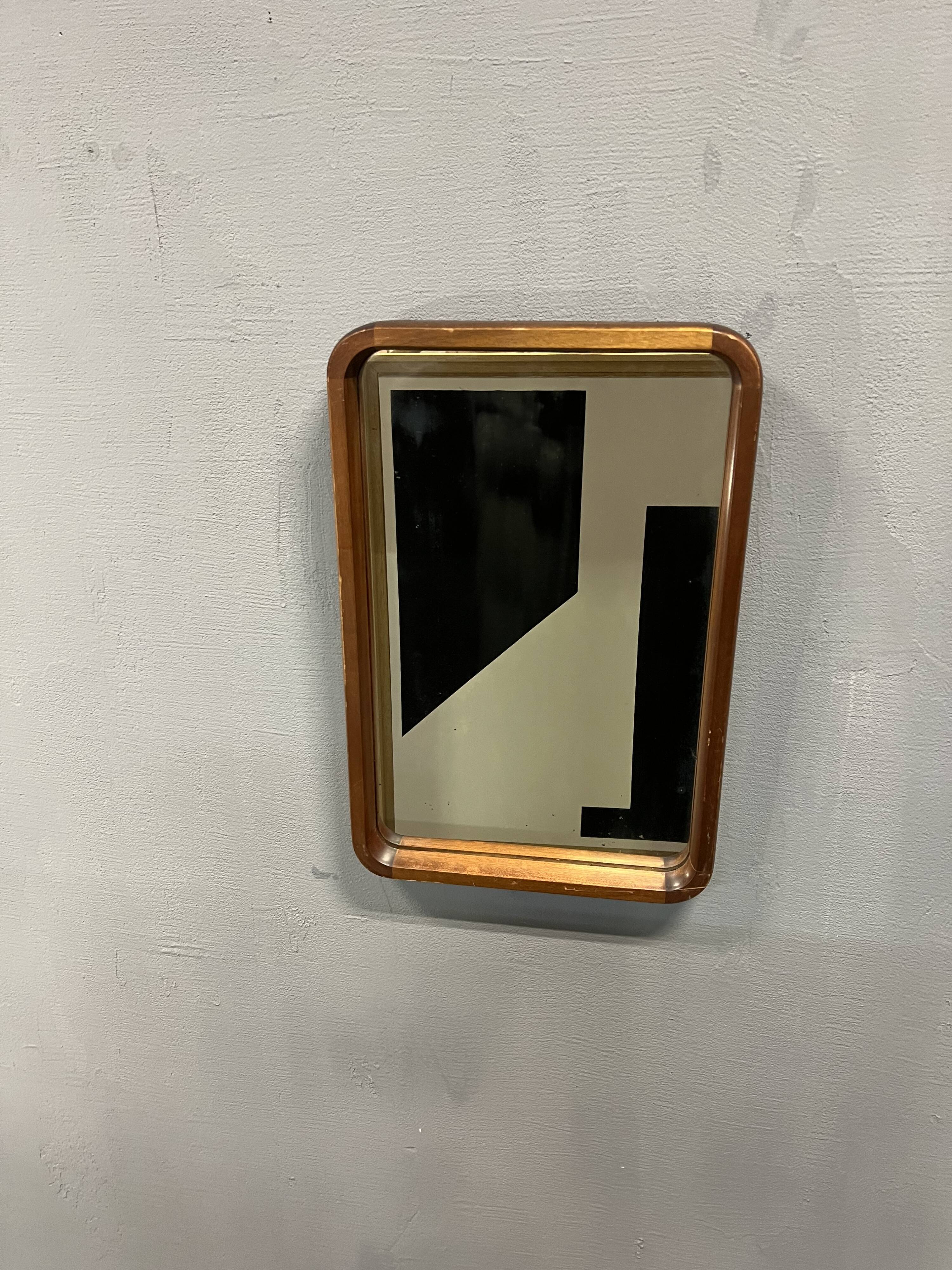 Scandinavian modernist wooden mirror