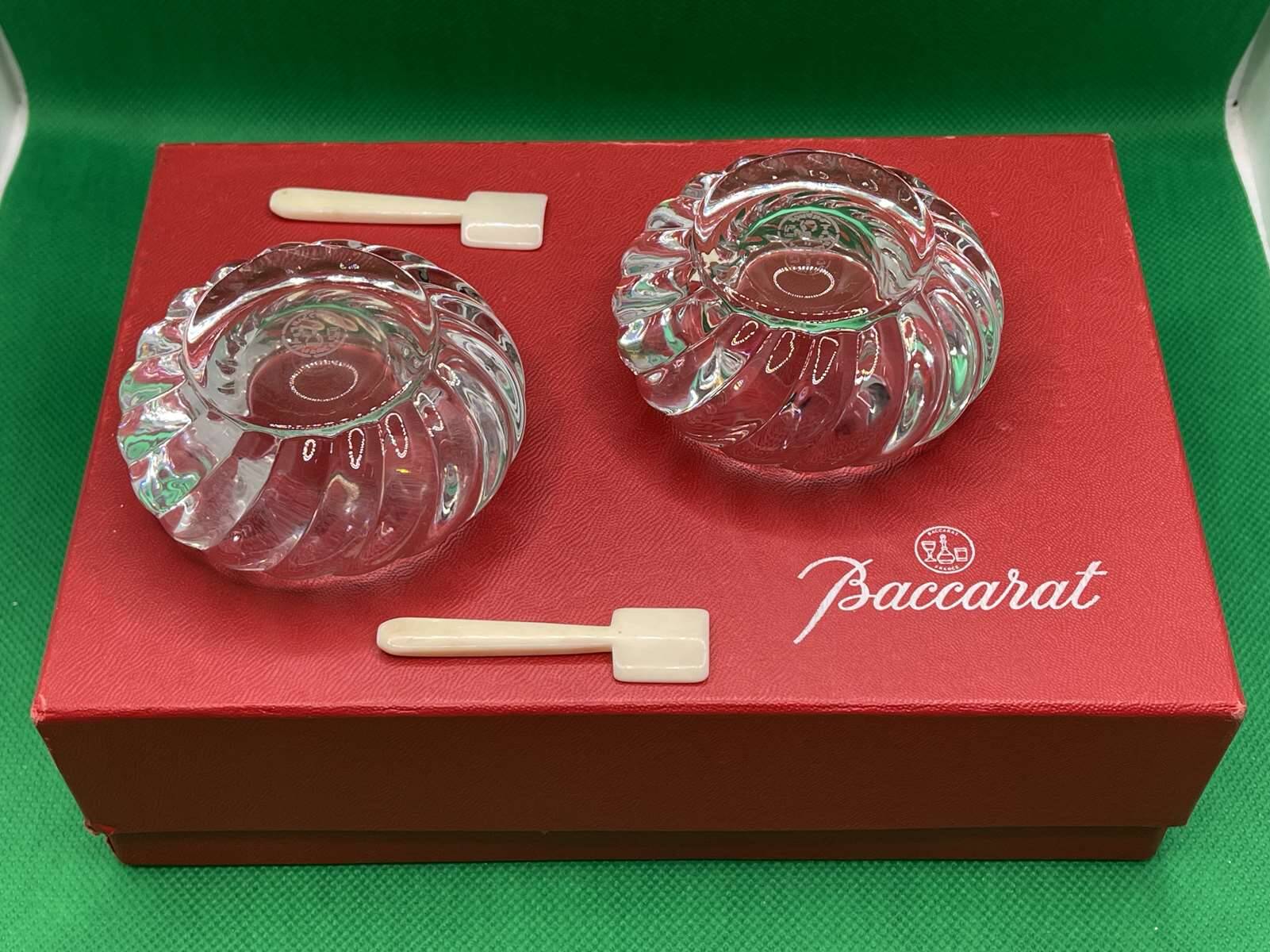 Baccarat crystal salt and pepper shakers in their box