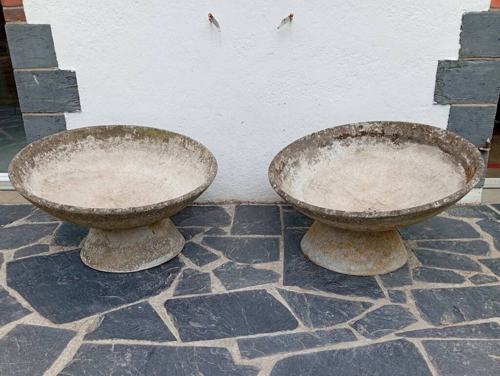 Paire de jardinières vasques années 50 fibrociment