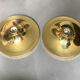 Pair of gold space-age wall lamps flush light gold sölken leuchten germany