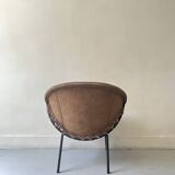 Designer armchair in brown suede circle ballon by Lusch & Co, Germany 1970s
