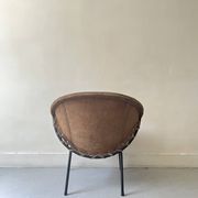 Designer armchair in brown suede circle ballon by Lusch & Co, Germany 1970s
