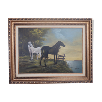 Oil painting - horses - painter teixeira cardoso.