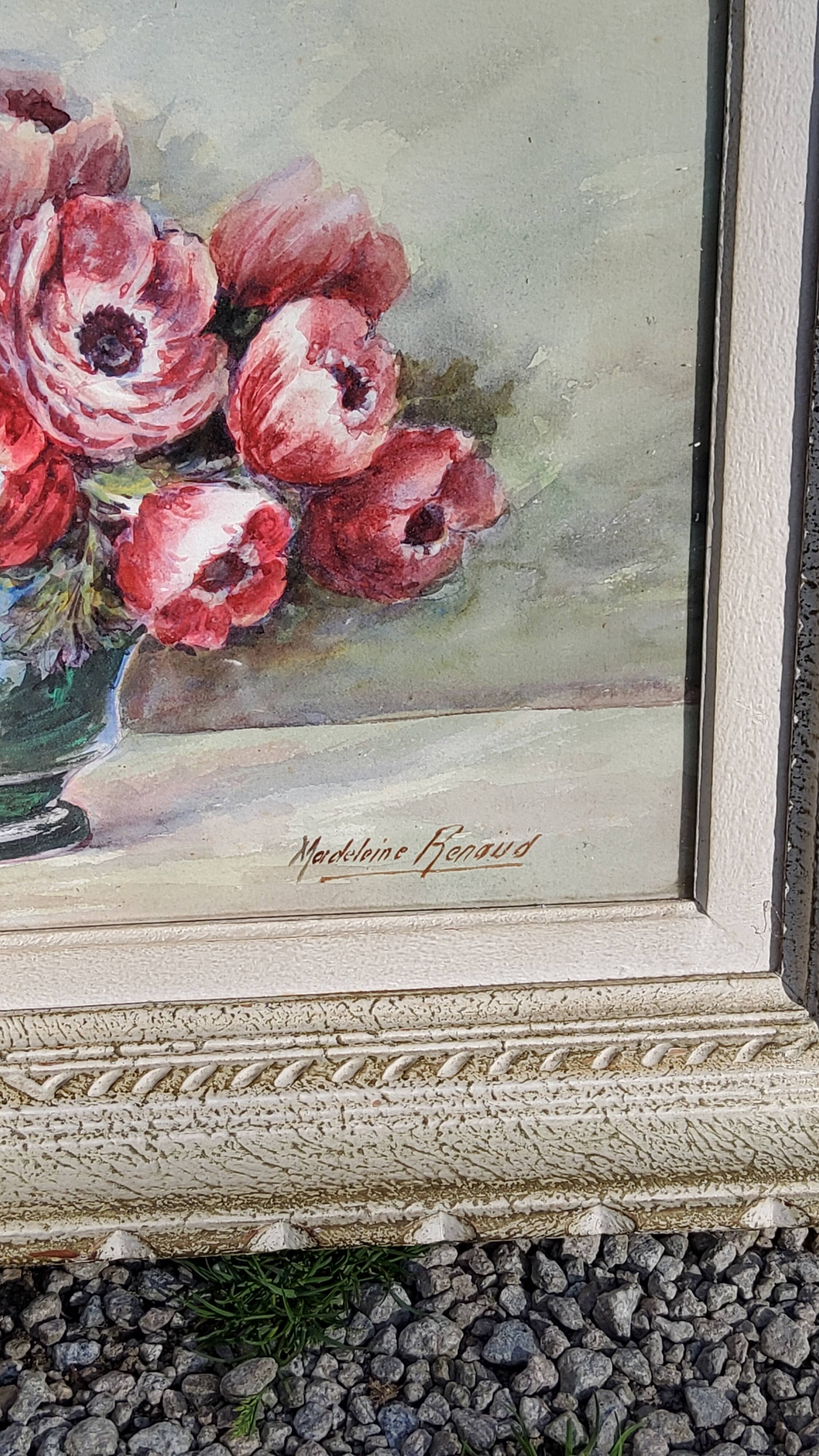 Tableau aquarelle de Madeleine Renaud milieu XXieme siècle