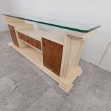 Vintage lacquer and burl wood credenza, 1980s