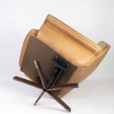 Armchair and stool in 1960s Danish leather and rosewood