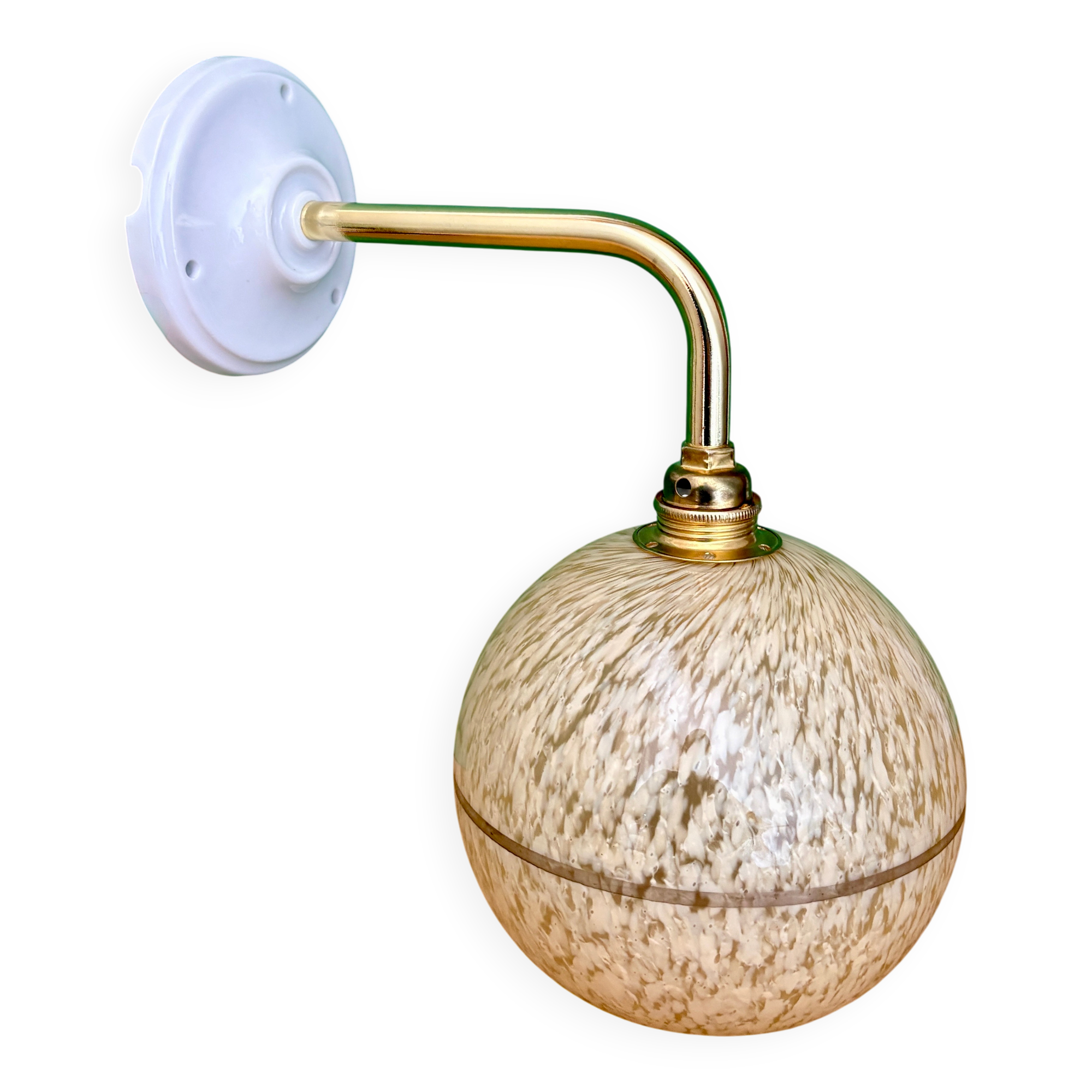 Vintage glass globe wall light in yellow and silver from Clichy.