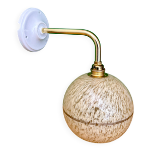 Applique coudée globe - verre clichy jaune