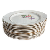 Set of 12 flat plates Digoin Sarreguemines