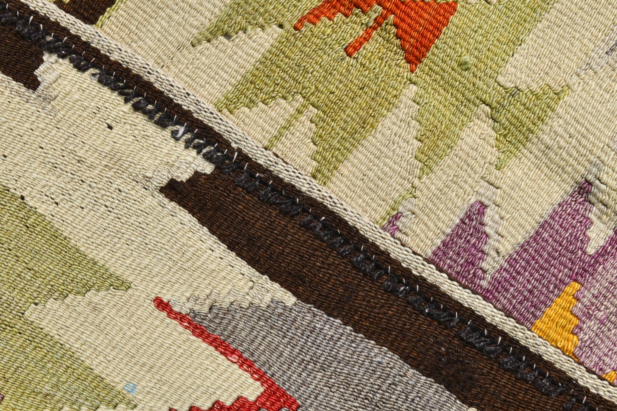 6x10 Tapis Kilim Turc Laine Fait Main, Style Bohème, Motifs Géométriques,