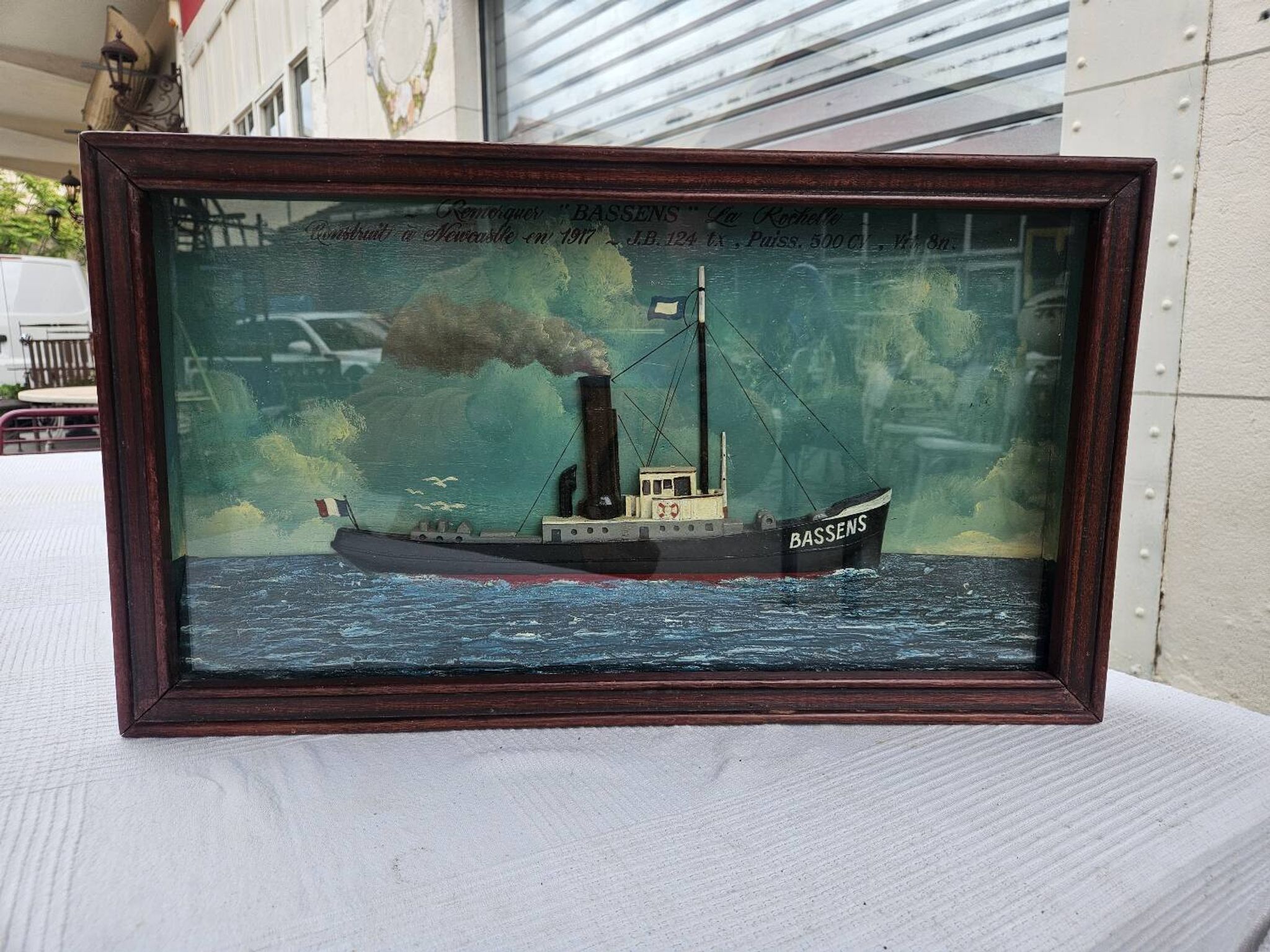 Old Diorama of the Bassens Tugboat in La Rochelle in 1917