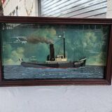 Old Diorama of the Bassens Tugboat in La Rochelle in 1917