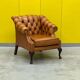 Vintage Chesterfield Regency Style Brown Leather Club Armchair