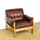 Vintage Scandinavian leather and teak armchair 1960