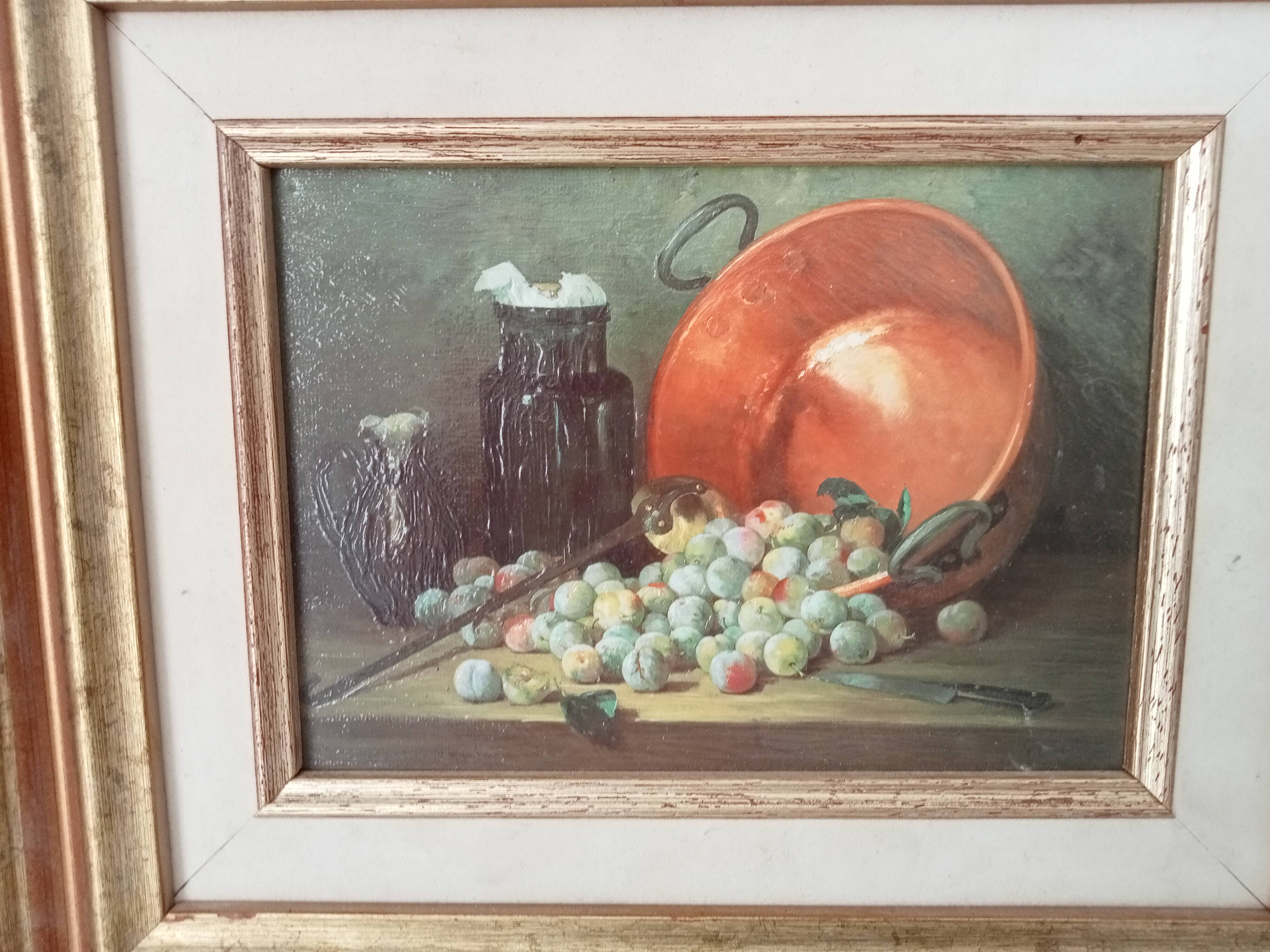 Oil painting on cardboard small format still life