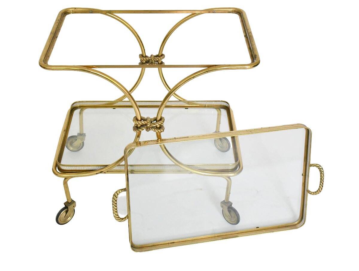 Bronze and gilded brass rolling bar attributed to Maison Bagues.