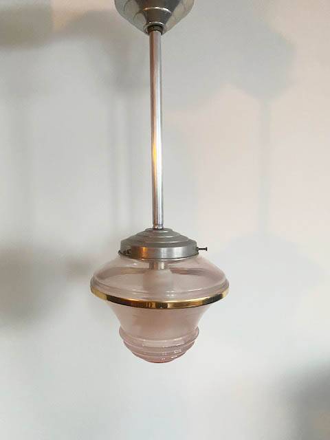 Pink glass pendant light