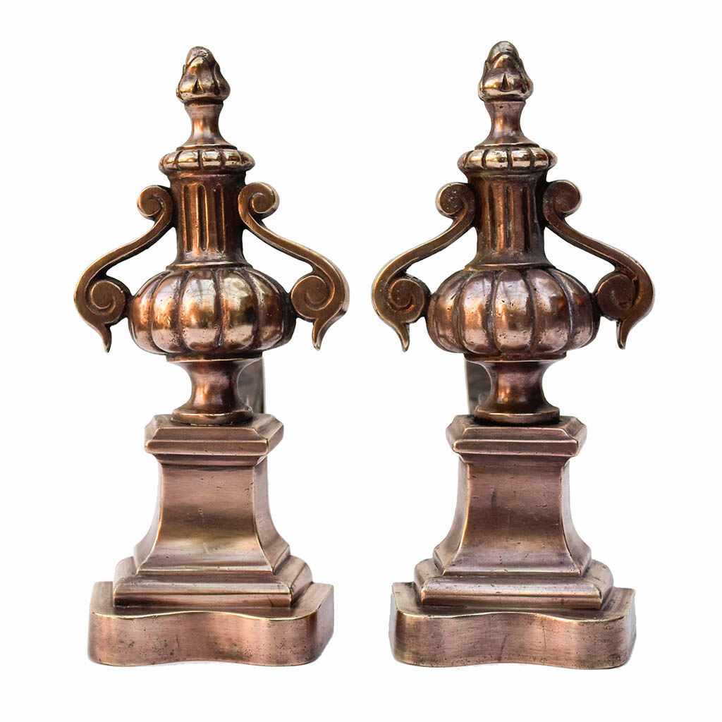 Pair of copper brass channel old fireplace accessory - Brocante Chic
