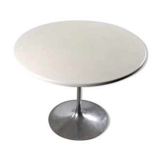 Vintage scandinavian mid-century modern dining table with metal tulip leg, 1970s