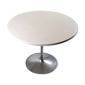 Vintage scandinavian mid-century modern dining table with metal tulip leg, 1970s