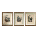 3 tableaux gravure de mode