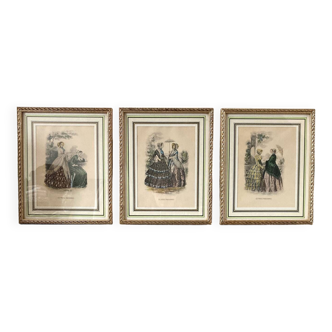3 fashion engraving paintings