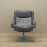 Grey leather swivel armchair, Danish design, 1960s, designer: Geoffrey Harcourt, manufacturer: Artif