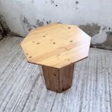 Hexagonal console table guéridon Regain pine 1970