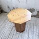 Hexagonal console table guéridon Regain pine 1970