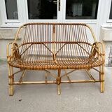 Vintage rattan bench