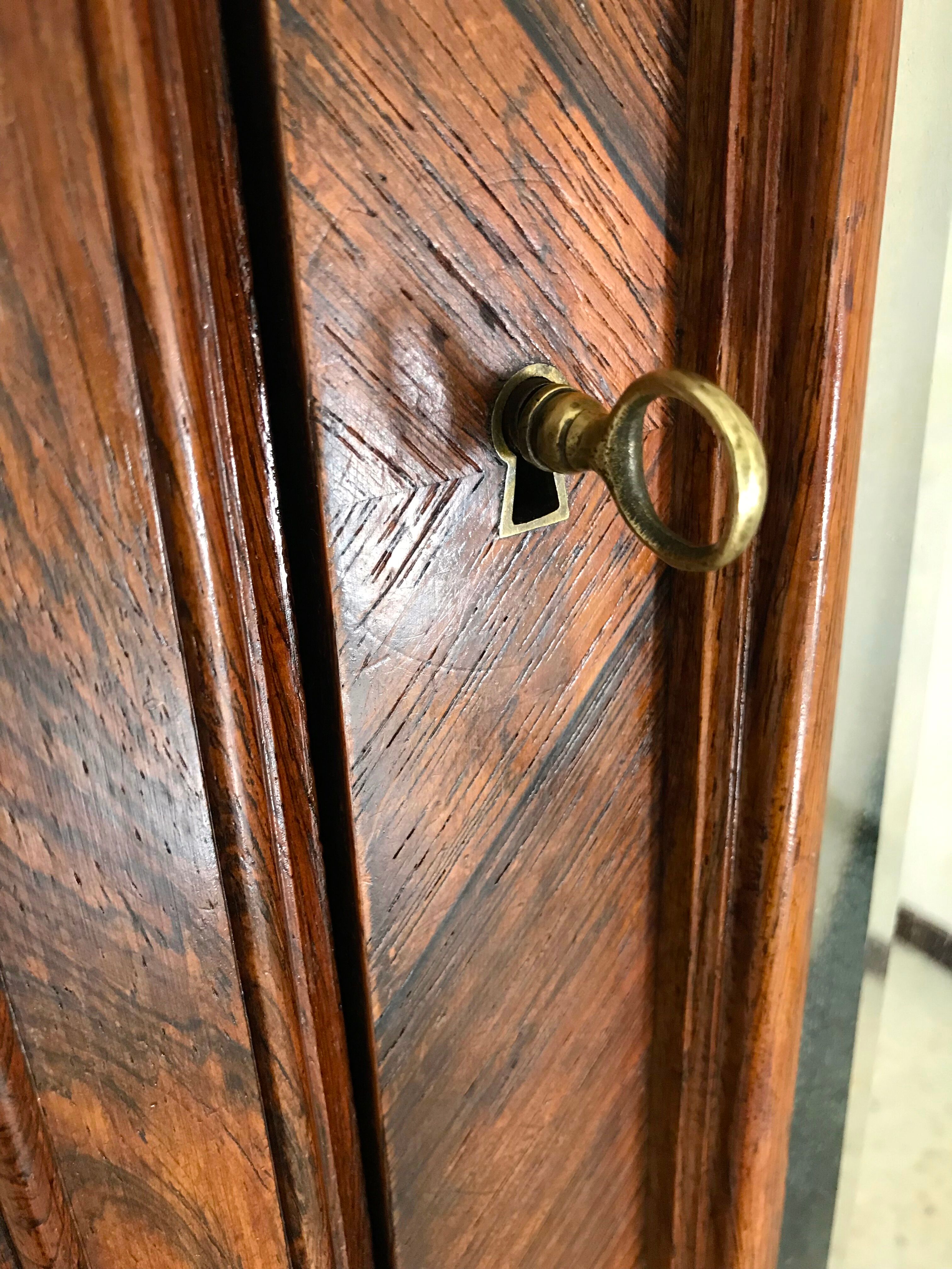 Bonnetière antique wardrobe with beveled ice interior elm magnifying glass style rocaille louis xv