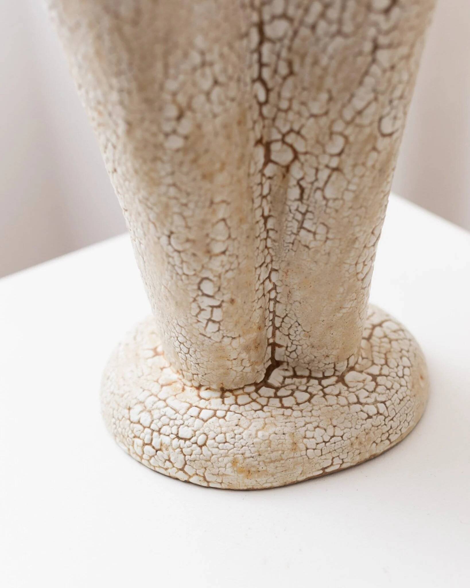 Beige Ceramic Fat Lava Statue – Abstract Mid-Century Modern Sculpture (2000s)