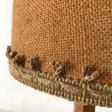 Art Deco lamp in carved wood and jute