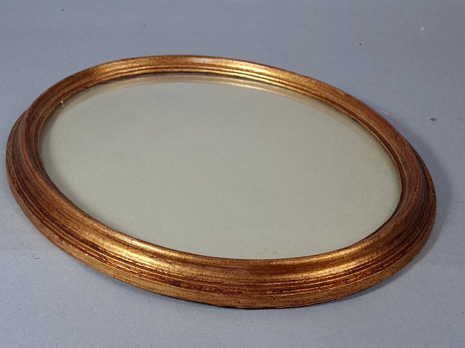 Oval frame curved glass gilded wood gold leaf 34x28 foliage 29.5x23.5 cm SB