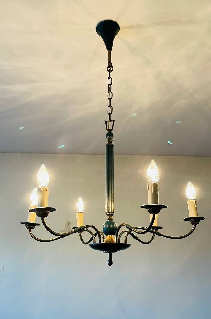 Vintage neoclassical style column chandelier 50s