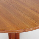 Vintage Danish round extendable dining table solid teak 1960s