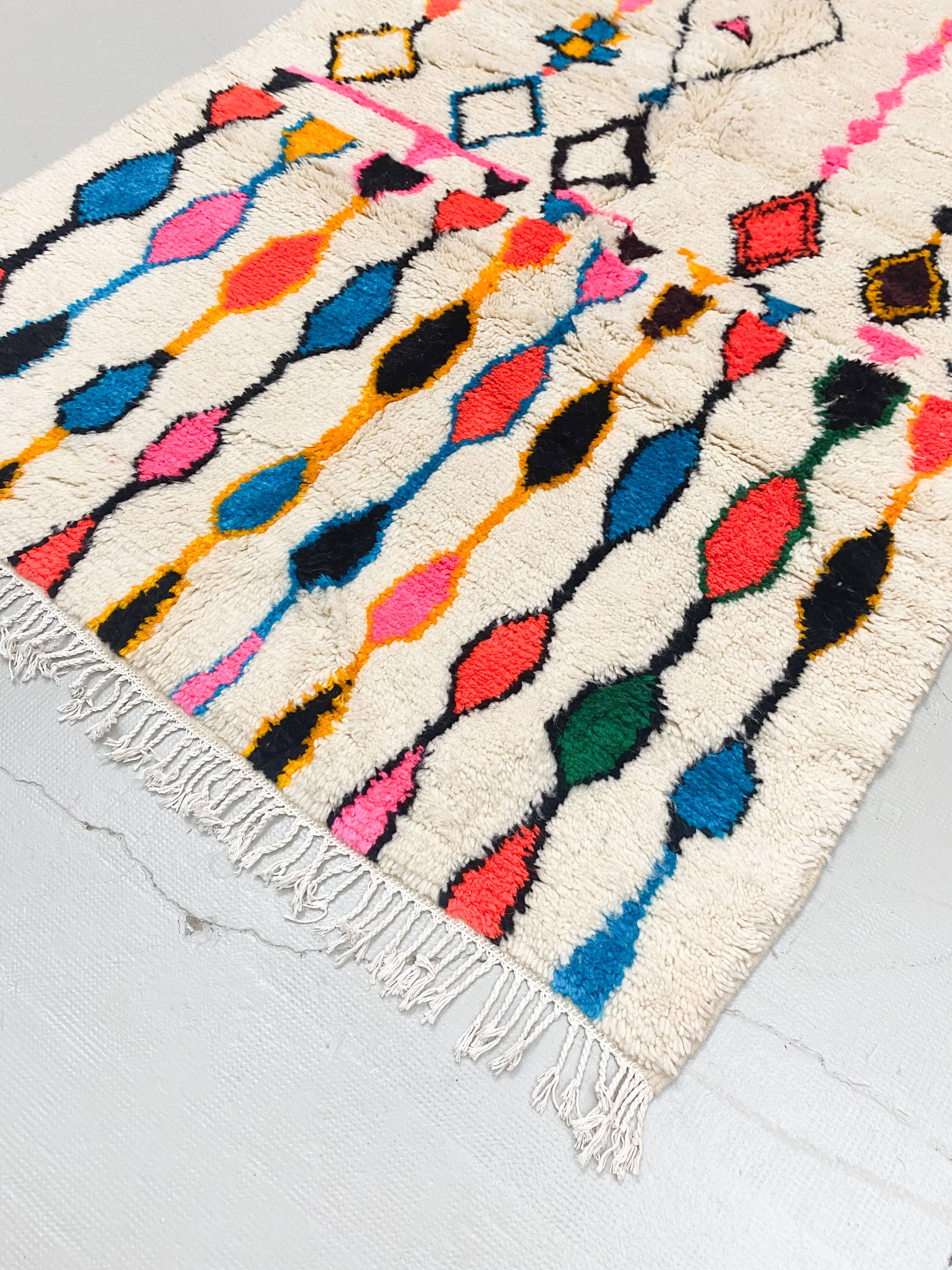 Colorful Azilal Moroccan Berber rug 2.56x1.48m