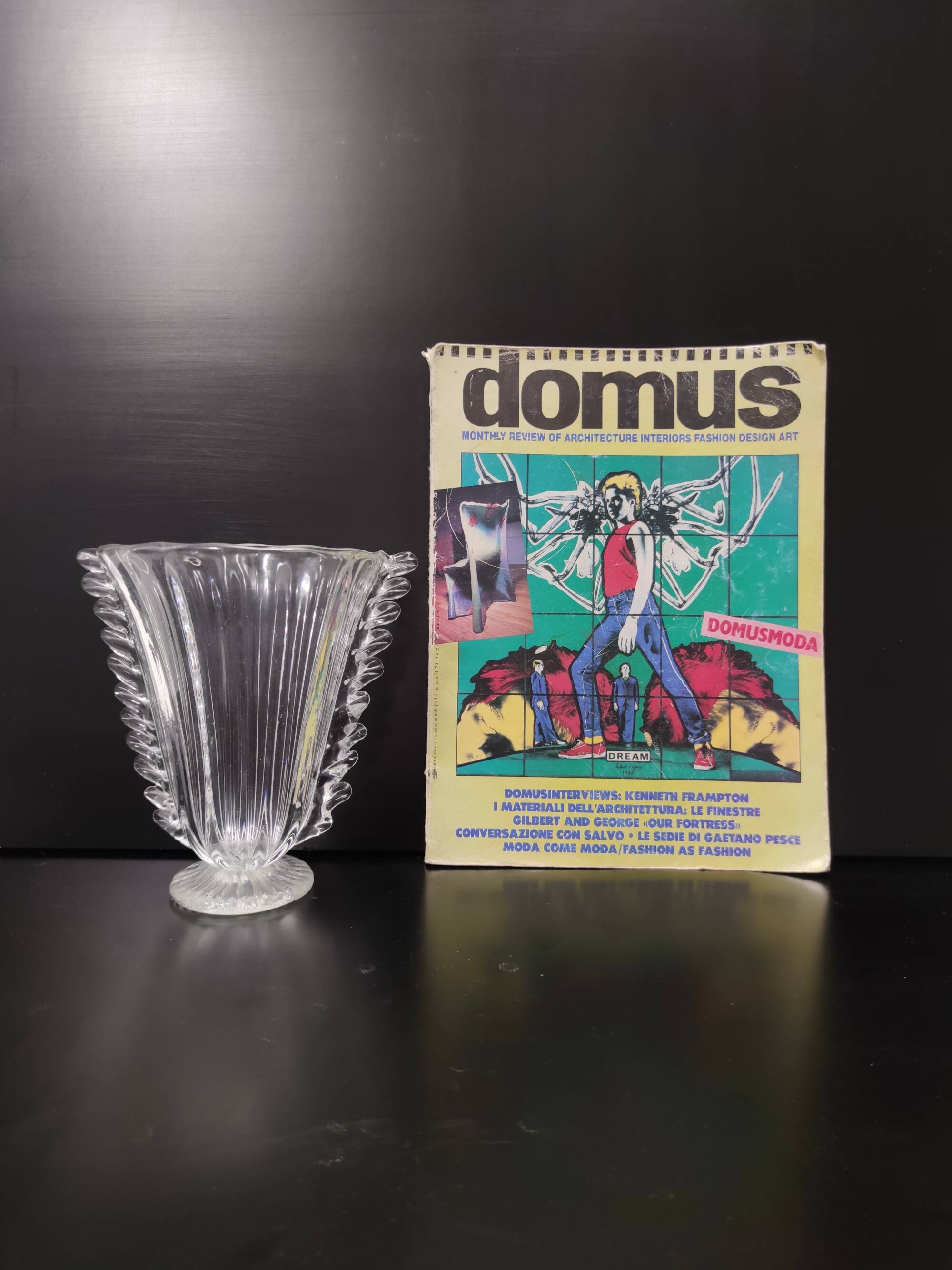 Transparent Murano Glass Vase attr. to Barovier and Toso, Italy