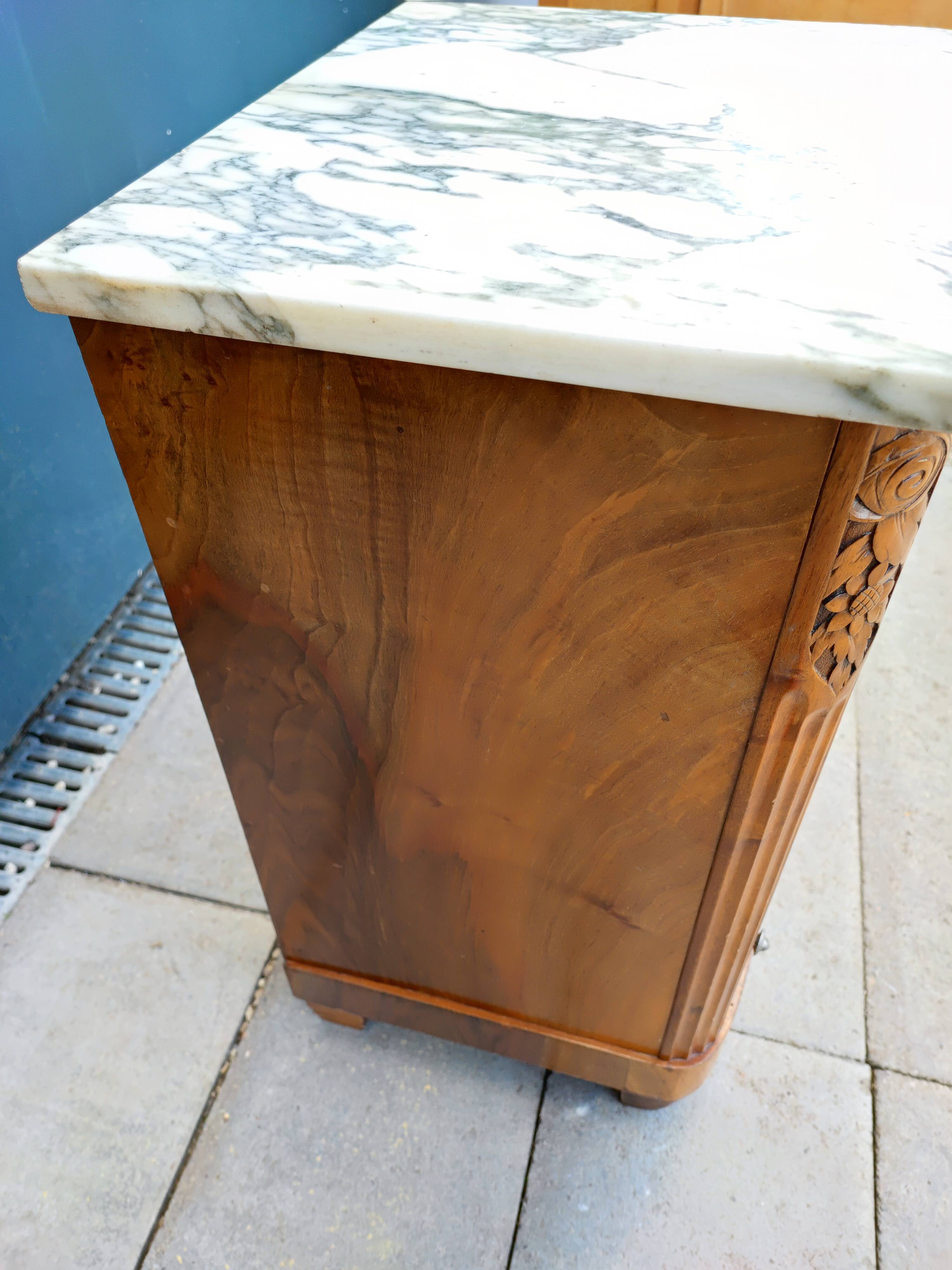 Bedside table marble top art-deco style