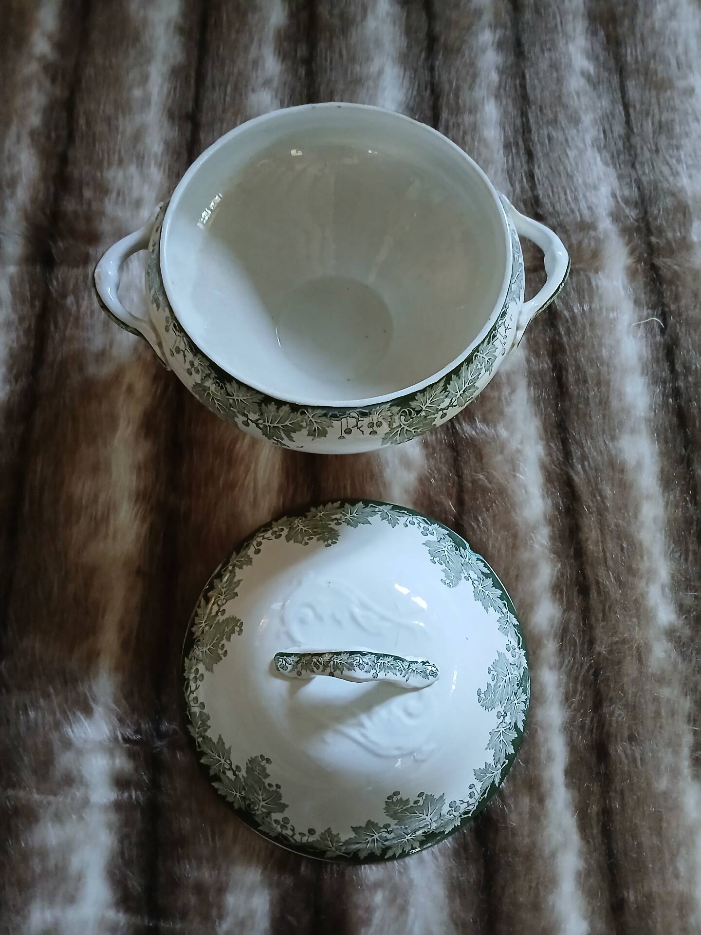Small antique soup tureen in ironstone