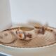 Plat à poisson & saucière en barbotine Sarreguemines vintage