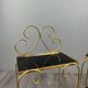 Pair of vintage side tables in gilt metal, with glazed ceramic tops