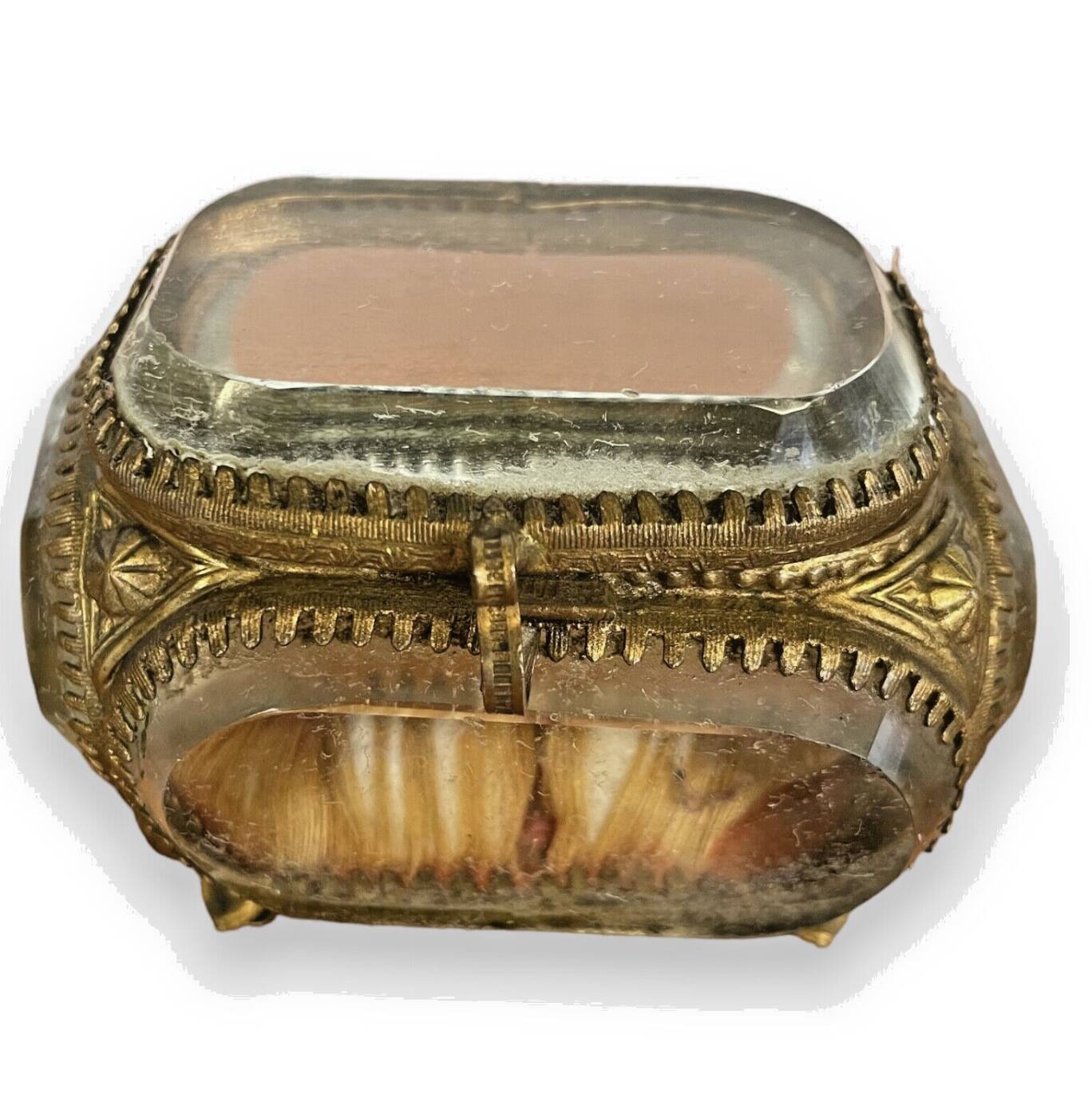 Napoleon III glass and brass jewelry box - 367012