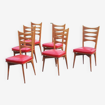 Set de 6 chaises vintage de style scandinave des années 50